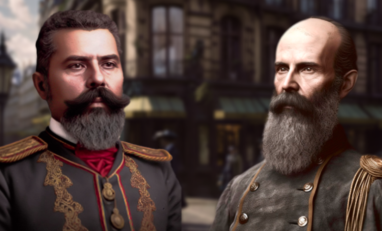 Crespo y Guzmán creador pos la IA Midjourney. Fondo creado por Leonardo.