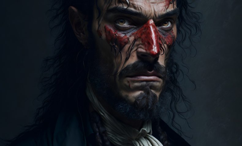 Representación de François L'Olonais el flagelo de los españoles, por la IA Leonardo.