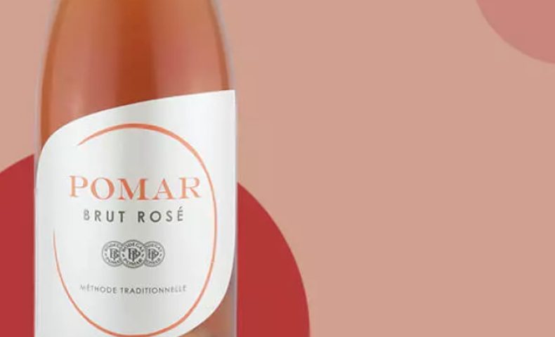 Botella de vino espumoso Pomar.
